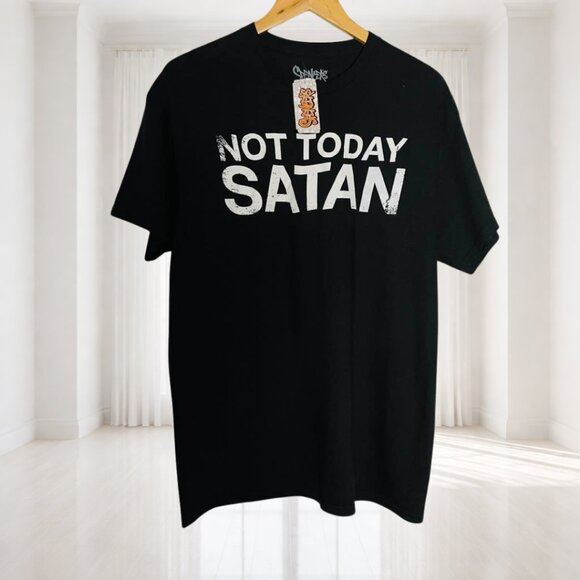 Spencer’s “Not Today Satan” Graphic Tee Black Cotton Statement Shirt Size Large - Picture 2 of 9
